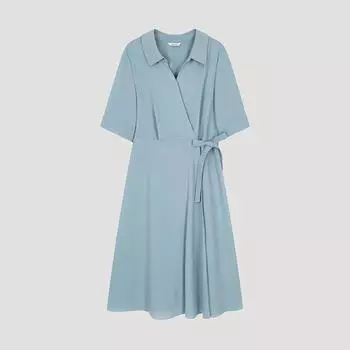 She S miss V-образный воротник с запахом, расклешенное платье Swwopo22020 Ll light blue/55