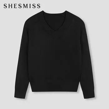 She S miss V-образный вырез, базовая вязка SSkpon42560 Bk blacks/55
