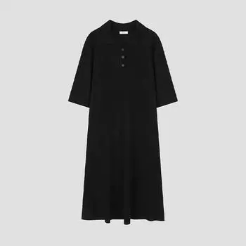 She S Miss шерстяное трикотажное платье с воротником SSkopo32010 Bk blacks/55
