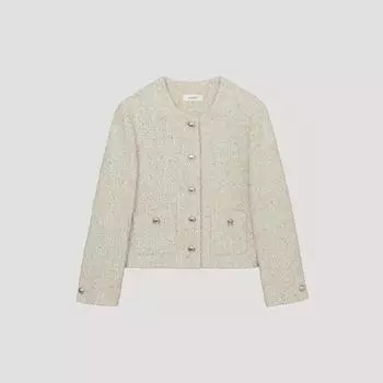 She S miss шерстяной твидовый пиджак с круглым вырезом Swwjko41020 фунтов light beige/55