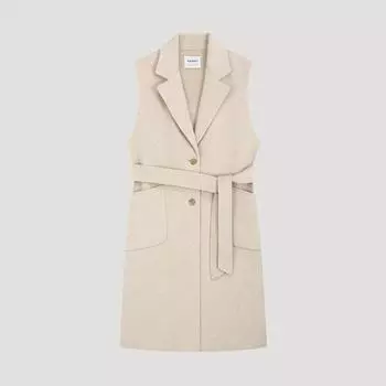 She S miSS Wool caShmere Belted Long veSt Swhvto42040 Ot oatmeal/55