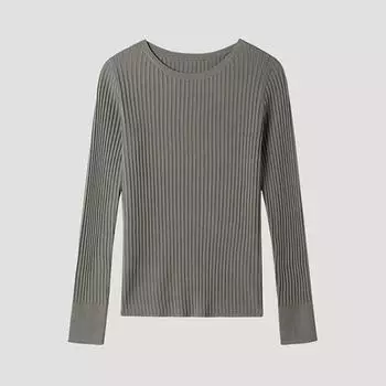 She Smiss ребристый круглый вырез пуловер вязаный Sskpop12090 Lk light khaki/55