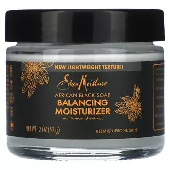 SheaMoisture, африканское черное мыло, балансирующий увлажняющий крем, 57 г (2 унции)