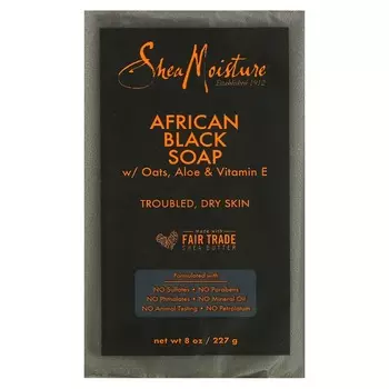SheaMoisture, Африканское черное мыло, с овсом, алоэ, витамином Е, 227 г (8 унций)