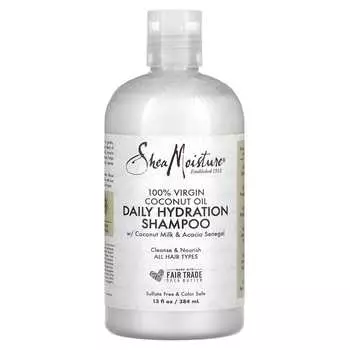 SheaMoisture, ежедневный увлажняющий шампунь с кокосовым молоком и гуммиарабиком, 13 жидких унций (384 мл)