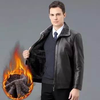 Куртка из натуральной овечьей кожи для мужчин, куртка из мягкой козьей кожи для людей среднего и пожилого возраста, осенне-зимняя утепленная бархатная куртка для папы. 170