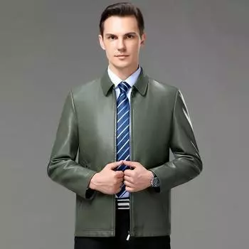 Sheepskin genuine leather jacket men s middle-aged spring autumn winter new men s fleece jacket genuine leather jacket 170