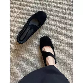 Sheepskin~ Retro leather flat-soled ballet shoes for women are versatile with shallow mouth Mary Jane shoes for women 35