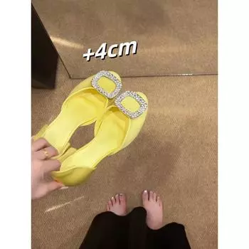 Sheepskin version~ Niche design is simple and not tiring, round head Mary Jane shoes, women s small inner height increase shallow mouth single shoes 35