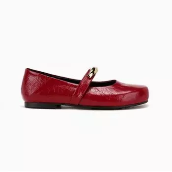 Sheepskin version of moonlight ballet round head metal word with shallow mouth flat sole shoes women s Mary Jane shoes 35