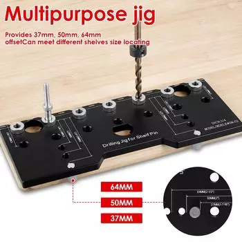Shelf Pin Jig 1/4 Inch Aluminum Alloy Shelf Pin Drilling Guide 32mm Spacing Woodworking Straight Hole Drilling Jig Hardware