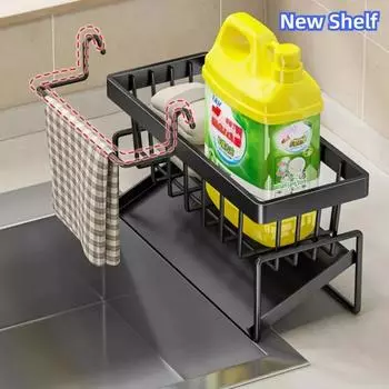 Shelf Sink Faucet Rack Dish Rag Storage Rack Cutlery Organizer Tableware Drainboard Kitchen Accessories Drainer Kitchen Dishes чёрный