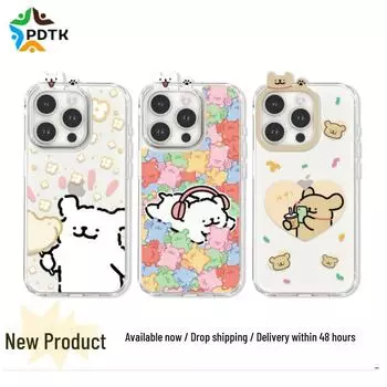 Shell Flower Puppy Phone Case for Apple iPhone15 Promax, Cute and All-Inclusive. Happy Dog 3 (non-magnetic). iPhone 14Pro Max