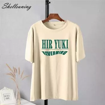 Shellsuning корейские свободные хлопковые футболки для женщин летние мягкие футболки с круглым вырезом и короткими рукавами женские повседневные базовые топы с буквенным принтом M жёлтый