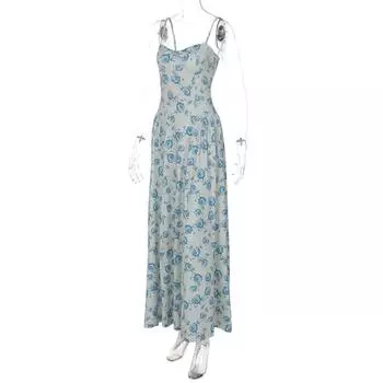 Shemoda Backless Slim Fit below-the-Knee Tank Tops Dress Green S