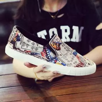 Shengxuanny Men s Graffiti sneakers Breathable casual shoes non-slip Canvas shoes Rubber sole Slip-On Shoes Zapatos de hombre 39