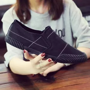 Shenxuanny New canvas shoes men s slip-on shoes Spring Autumn breathable casual shoes trend student sports shoes EUR 39-43 7 черный белый