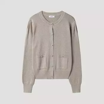 Shesmiss Glitter Pocket Round Neck Cardigan Sskcdp11010 Be beige/66