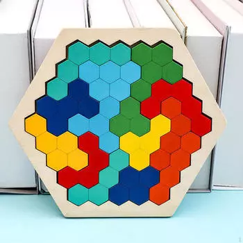 Шестиугольная головоломка Танграмма, китайская рука, 3D-загадки, головоломки, блоки, обучение multi color
