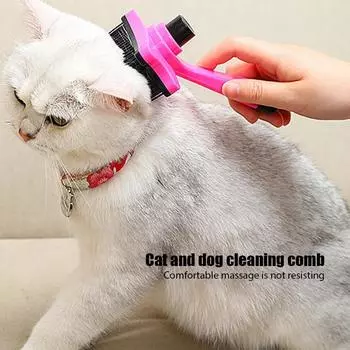 Щетка для кошек Профессиональная расческа для собак Уход за шерстью кошек Щетка для вычесывания жабр Инструменты для быстрой очистки Пластиковые расчески для собак и кошек Товары для животных синий