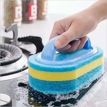 Щетка для уборки дома Полезные вещи для кухонных гаджетов Ручка для мытья посуды Ванна для ванной Утолщенная губка для мытья посуды Прочные инструменты 1Pcs