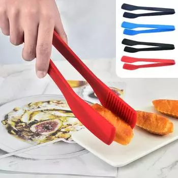 Щипцы для еды, многофункциональные силиконовые кухонные щипцы, устойчивые к высоким температурам, щипцы для сервировки еды для приготовления барбекю чёрный