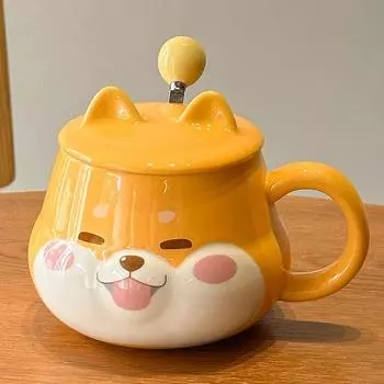 Shiba Inu Ceramic Cup High Appearance Level Large Capacity Coffee Cup With Spoon Cute Girls Children S Office Home