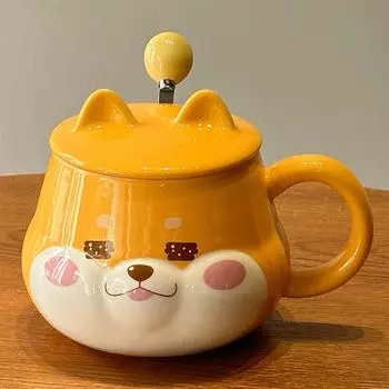 Shiba Inu Ceramic Cup High Appearance Level Large Capacity Coffee Cup With Spoon Cute Girls Children S Office Home