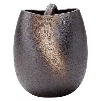 Керамическая ваза для цветов «Хечимон» из серии Shigaraki Ware, основание, большая, ручная работа, коричневая, песочного цвета, с гребневидным зерном MR-1-2538
