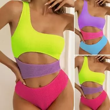 Шикарный женский монокини Slim Fit с завитками, легкий летний купальный костюм для плавания L фиолетовый