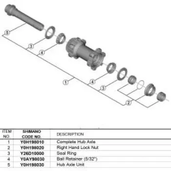 SHIMANO Repair Parts Hub Axle Assembly mm ball Y0H198010 (100 spacing) WH-RX570-TL-F12-700C