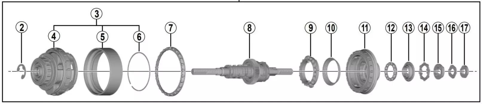 SHIMANO Repair Parts Internal Complete Assembly Length Y3EH98010 (Shaft 184mm) SG-C6001-8R-8V