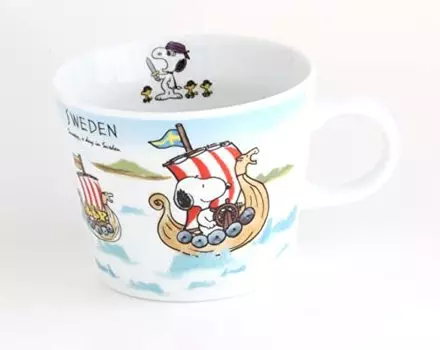 Shimizu Pottery Snoopy World Travel Series Sweden Mug