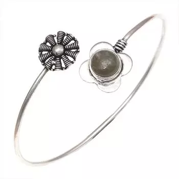 Shiney Labradorite Gemstone Silver Jewelry Cuff Bracelets 7 Adjustable