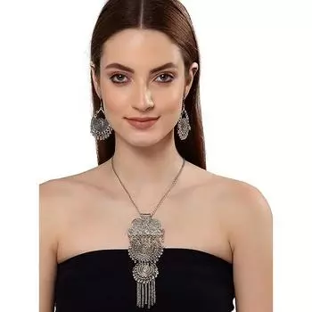 Shining Diva Fashion Последний стильный традиционный набор украшений из окисленного серебра для женщин