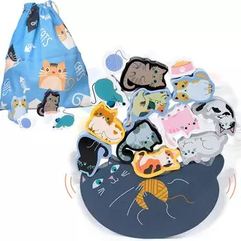 Shinse Balance Game Building Cute Storage Bag 14 Piece Wooden Montessori Educational Fingertip Early Fun для взрослых 1-2 лет под присмотром 6 лет