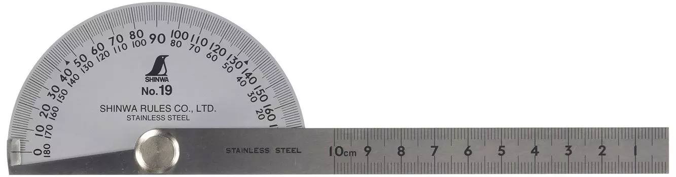 Shinwa Sokutei Protractor 2-Pole No.19 Silver 62490