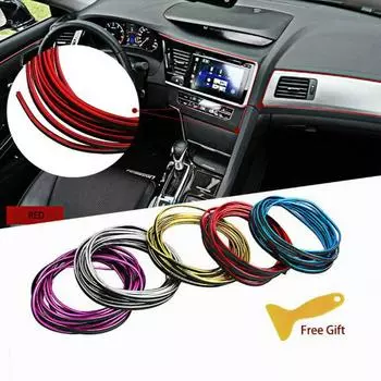 Shiny Car Flexible Interior Edge Gap Moulding Decorative Strip Trim Line 5 Meters Free жёлтый