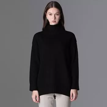 Shismiss Shoulder Punching High Neck Wool Knit Pullover black (BK)/55