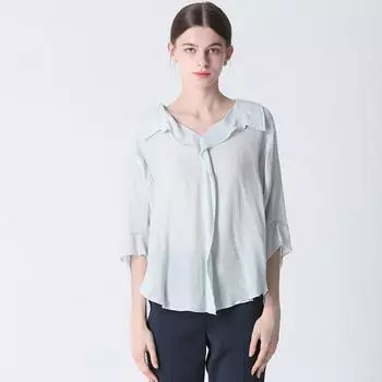 Шисмисс женственная блузка с открытым воротником и оборками Light pink (LP)/55