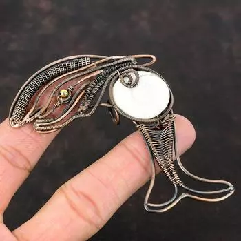 Shiva Eye Shell Pendant Copper Wire Wrapped Pendant Handmade Gemstone Pendant Fish Pendant Copper Jewelry Latest Design Pendant Wedding Gift