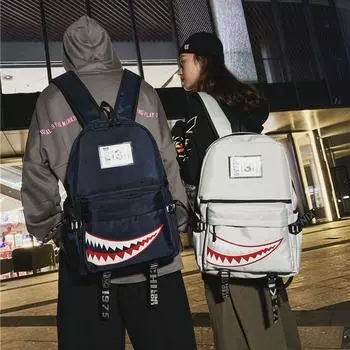 Школьные рюкзаки для мальчиков и девочек Shark, большая вместимость, водонепроницаемый женский дорожный рюкзак чёрный
