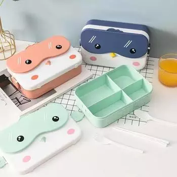 Школьный детский ланч-бокс Bento, прямоугольный, герметичный, пластиковый, аниме, портативный, микроволновый, контейнер для еды, школьный детский ланч-бокс