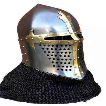 Шлем Armor Knight — готовый к бою бацинет с кольчугой для SCA LARP Combat Knight Косплей