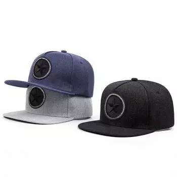 Шляпа для мужчин Snapback Hats Забавная плоская шляпа для мальчиков и женщин Регулируемая бейсболка Snap Pack Черная 56-58cm