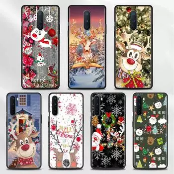 ShockProof Case for OnePlus Nord 2 5G 10 9 7 8 Pro 8T For Oppo A53 A16 A15 Black Silicone Funda Cover Christma Red Nose Cute Elk Oppo A15(A15s)