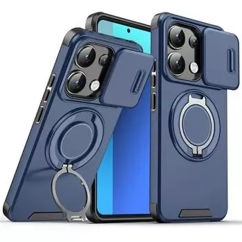Shockproof Magnetic Case for Redmi13 Poco X6 Pro M6 Slide Camera Lens Metal Ring Stand Protect Cover for Xiaomi 14T Pro 5G Case Redmi Poco X6 Pro&Case & Holder