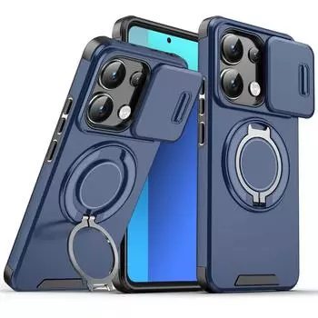 Shockproof Magnetic Case for Redmi Note 13 14 Pro 5G 4G Slide Camera Lens Ring Stand Protect Cover Redmi Note 13 Pro Plus Case Redmi NOTE13 PRO 5G