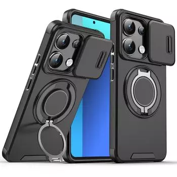 Shockproof Magnetic Case for Redmi Note 13 Pro 5G 4G Slide Camera Lens Ring Stand Protect Cover for Redmi Note 13 Pro Plus Case Redmi NOTE13 PRO 5G