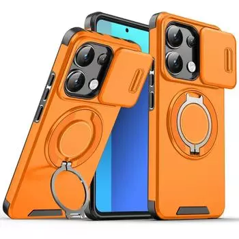 Shockproof Magnetic Case for Xiaomi 14T Pro Slide Camera Lens Metal Ring Stand Protect Cover for Redmi Note 13 14 Pro Plus Case Redmi Note 13 4G